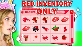 Red INVENTORY ONLY Challenge In Adopt Me Roblox [upl. by Hamburger]