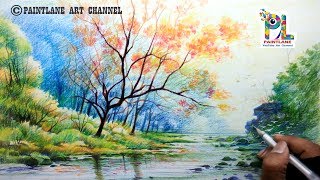 How to draw Scenery of Morning for Beginners with Color Pencils  Step By Step [upl. by Dnomsaj]