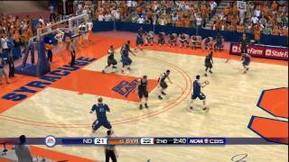 NCAA Basketball 10 PS3 Notre Dame vs Syracuse CPU game  SECOND HALF [upl. by Lesya]