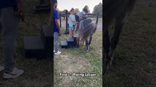 First Horseback Riding Lesson  Kid Equestrian horseriding [upl. by Nibbor]