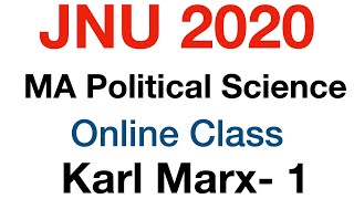 JNU Entrance Exam MA Political Science  Western Thinkers  Karl Marx 1  Online Test Series [upl. by Elbertina]