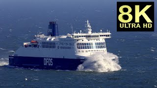 8K video CAR Ferries crossing the Stormy Sea and moor at the Port of Dover [upl. by Sukramed378]