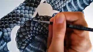 Drawing and painting snake scales in watercolor  timelapse [upl. by Leahcin]