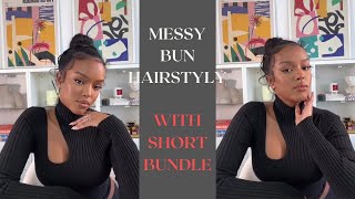 Hair Tutorial Trying This Messy Bun Next🥵 Using Bundle For Extension Elfinhair [upl. by Lilybel714]