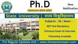 PhD New admission notification 2024 without NETJRF  PhD entrance exam 2024 theteacherexam [upl. by Ahsennod727]