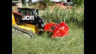 Simatech THB Trincia sarmenti  Shredder  Flail mower with JCB skid steer [upl. by Eceinehs]