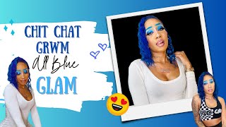 Chit Chat GRWM Blue Glam with Blue Brows  Ft KVD Vegan Beauty [upl. by Dadinirt694]