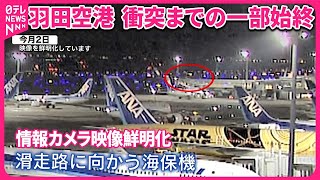 【羽田“航空機衝突”】カメラがとらえた衝突直前の海保機、一部始終【鮮明化映像】 [upl. by Ahsykal]