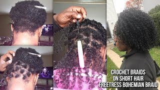 HOW TO  RUBBER BAND METHOD CROCHET BRAIDS ON VERY SHORT HAIR [upl. by Langer650]