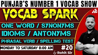 Master Vocabulary for SSC amp Punjab State Exams  VOCAB SPARK with Rohit Sain Sir 20 [upl. by Alane]