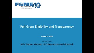 Financial Aid 101 2024  Session G Pell Grant Eligibility and Transparency [upl. by Othe]