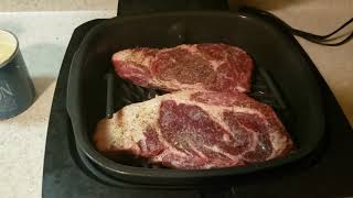 Air fryer Ribeyes in the Ninja Foodi 5 in 1 grill [upl. by Asimaj]