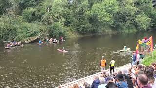 Coracle race  Ironbridge Coracle Regatta [upl. by Nodnorb495]