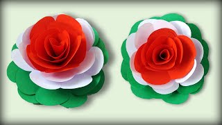 DIY Tricolor Paper Flower Making  Republic Day Craft  Independence Day Craft [upl. by Asim]