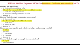 Functional Foods and Nutraceuticals 300 Most Important MCQs  NUTRITION amp DIETETICS MCQs [upl. by Necaj531]