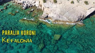 Kefalónia strandjai  Paralia Koroni  Kefalonia beaches 4K drone video [upl. by Arteid]