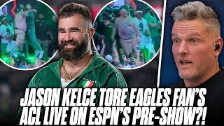 Jason Kelce Actually Maybe Tore A Guys ACL Live On ESPN  Pat McAfee Reacts [upl. by Robert]