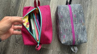 How to sew a box zipper pouch in two sizes  diy square zipper pouch  square zipper pouch tutorial [upl. by Yc728]