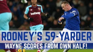 ROONEY SCORES FROM HIS OWN HALF 59YARD STRIKE V WEST HAM [upl. by Einnahpets]