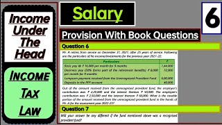 6 CA Inter Salary Taxation Module Book Question and Illustration  Recognised and Unrecognised PF [upl. by Melodee]