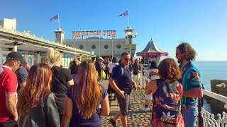 BRIGHTON WALK  Brighton Palace Pier in Glorious Sunshine  England [upl. by Neirrad]