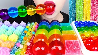 ASMR RAINBOW DESSERTS 무지개 먹방 팝핑보바 보석젤리 별사탕 먹방 POPPING BOBA JELLY GUMMY MUKBANG NO TALKING EATING [upl. by Chemarin]