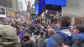 ProIsrael Palestine rallies collide in Times Square [upl. by Ahsena]