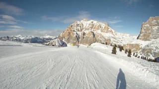 Lagazuoi Dolomites  skirun to Armentarola most beautiful slope filmed on GoPro HD Hero [upl. by Akiemaj230]