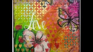 Mixed Media Canvas with Gelatos Tutorial [upl. by Siloum]