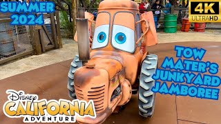 Tow Mater’s Junkyard Jamboree Disney California Adventure Rides 2024  Disneyland Resort 4K [upl. by Errecart]