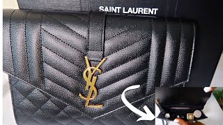 YSL Monogram Envelope Flap Clutch Wristlet UNBOXING  What Fits Inside  My First Impression [upl. by Carleen]