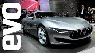 Maserati Alfieri concept at Geneva 2014  evo MOTOR SHOWS [upl. by Bensen]