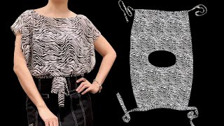 Very easy Rectangle wrap topshirt cutting and sewing  Even a beginner can make this shirt [upl. by Esnahc]