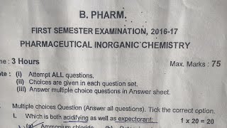 b pharma Inorganic chemistry papers  B pharm first semester question paper Inorganic chemistry [upl. by Adin596]