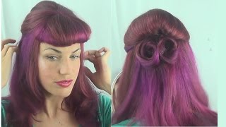 EASY pinup style retro half up Bouffant hairstyle tutorial  Fitfully Vintage [upl. by Sirdna]