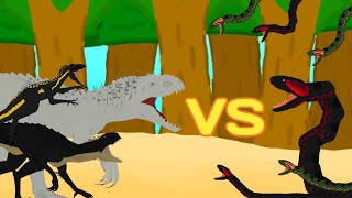 Indominus rexIndoraptor and Scorpius rex vs Anacondas  AUTO RPG Anything [upl. by Chemush]