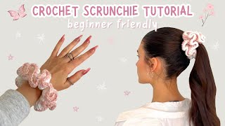 crochet scrunchie tutorial for beginners  how to crochet a scrunchie  aesthetic crochet [upl. by Tan]