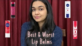 Best amp Worst Lip Balms  Mini review of 6 lip balms  Maybelline Nivea Miss Claire  Under Rs175 [upl. by Pelag]