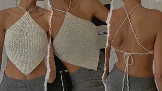 Crochet Backless Diamond Top Tutorial  Super Easy  Step By Step [upl. by Rema]