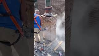 Brick chimney rebuilding process [upl. by Caraviello]