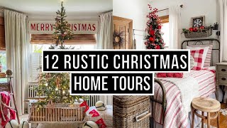 12 Antique Farmhouse Christmas Home Tours  Music Only [upl. by Rabjohn]