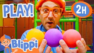 Blippi Learn Shapes and Colours at the Funtastic Playtorium  2 HOURS OF BLIPPI TOYS [upl. by Atnahc]