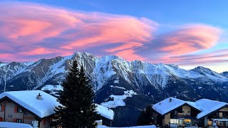 Riederalp Switzerland Walking TourSpectacular Winter Sunset in ALPS [upl. by Carlene]