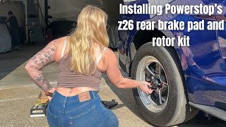 Installing Powerstops z26 Street Warrior  rear brake pad and rotor kit [upl. by Llyrpa]