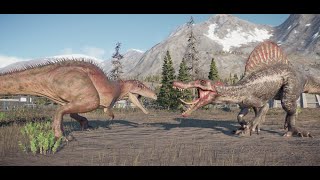 SPINOSAURUS VS CARCHARODONTOSAURUS Jurassic World Evolution 2 Cinematic Battle [upl. by Cir]