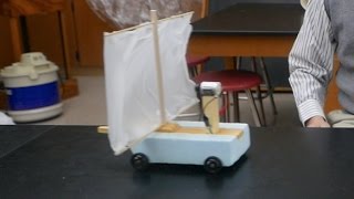 Fan Cart  Blowing into your own Sail updated part 2  Homemade Science with Bruce Yeany [upl. by Kcirdec]