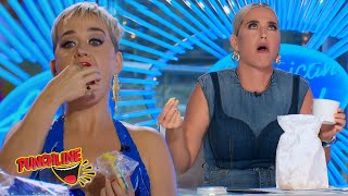 Katy Perry LOVES To Snack Funniest Snacking Moments On American Idol [upl. by Eseyt]