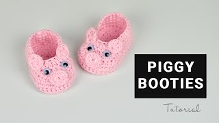 How to Crochet Piggy Baby Booties  Croby Patterns [upl. by Auoz270]