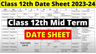 class 12 mid term date sheet 202324  mid term date sheet 2023 24  class 12 mid term date sheet [upl. by Novello]