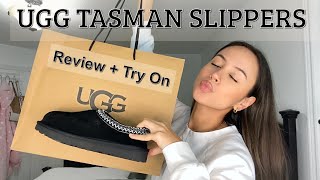 UGG TASMAN SLIPPER UNBOXING amp REVIEW  Nicole Ann [upl. by Mahtal548]